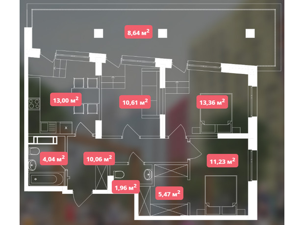 ЖК Svitlo Park: планування 3-кімнатної квартири 78.08 м²