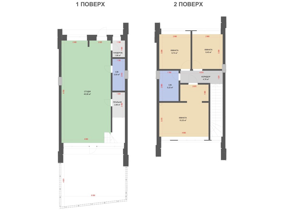 Планировка таунхауса в КГ Comfort Life Villas 101 м², фото 304983 Планировка таунхауса в КГ Comfort Life Villas 101 м², фото 304983