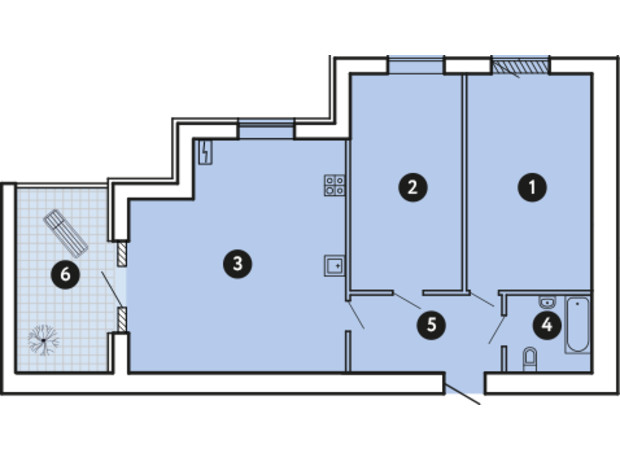 ЖК Comfort City: планировка 1-комнатной квартиры 73.3 м²