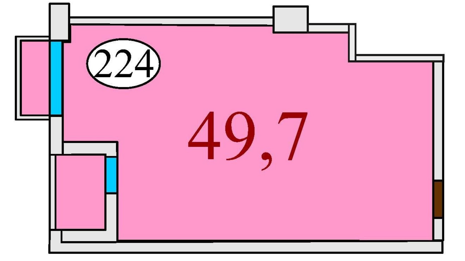 Планування вільне планування квартири в ЖК Баку 49.7 м², фото 305851