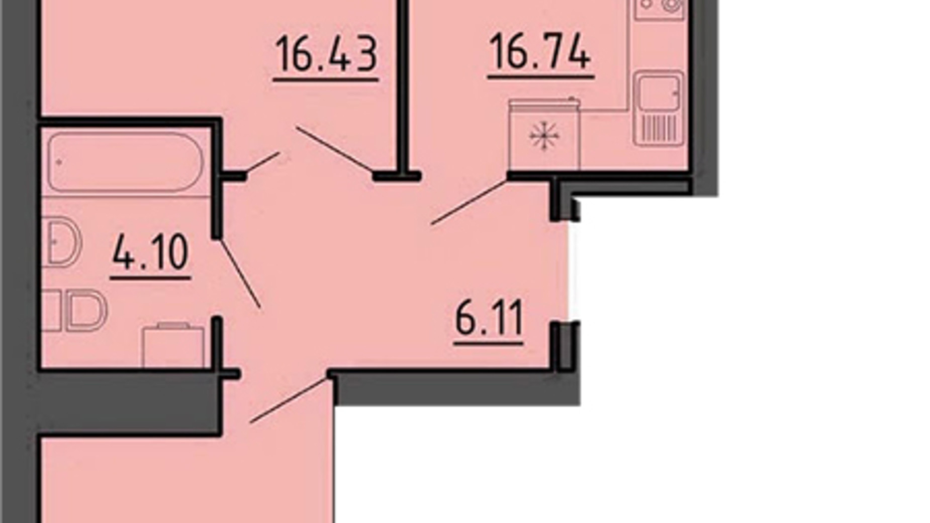 Планировка 2-комнатной квартиры в Квартал Энергия 62.1 м², фото 306481