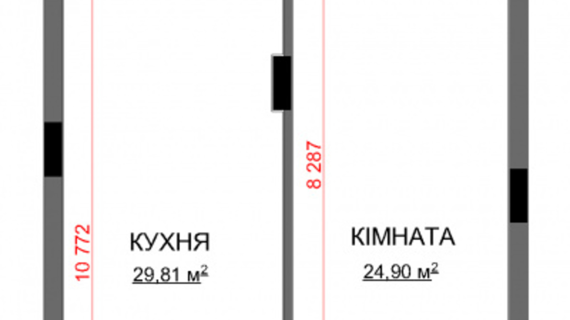 Планировка 1-комнатной квартиры в ЖК Central Bucha 70.22 м², фото 306517