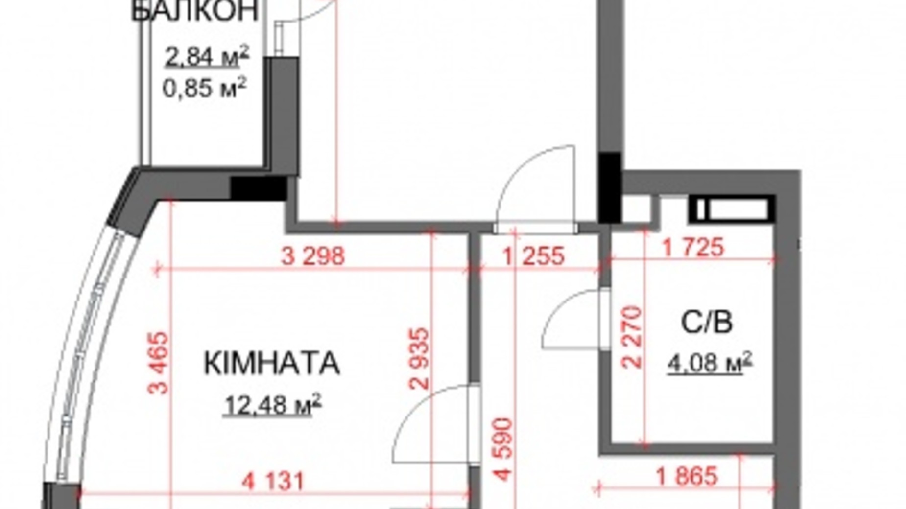 Планування 2-кімнатної квартири в ЖК Central Bucha 58.57 м², фото 306527