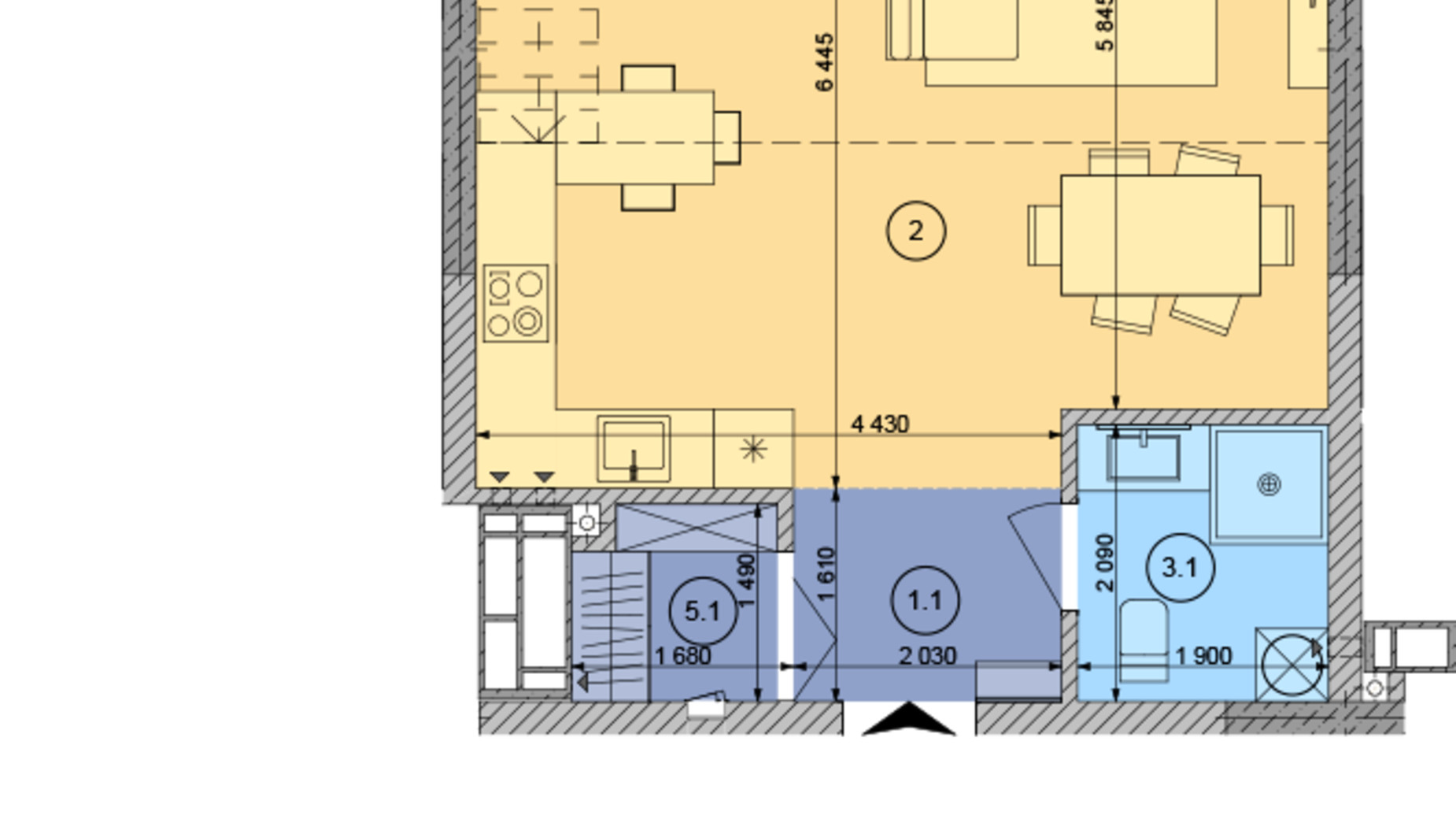 Планировка много­уровневой квартиры в ЖК White Lines 119.3 м², фото 306641