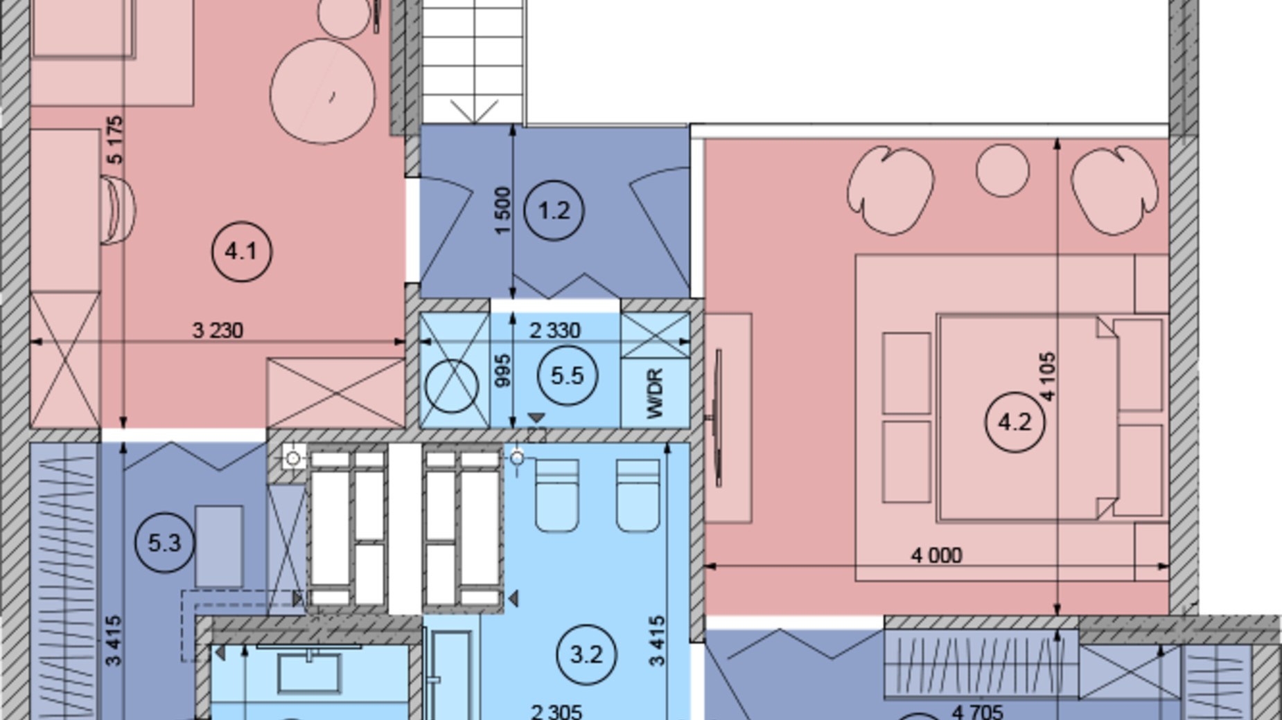 Планировка много­уровневой квартиры в ЖК White Lines 119.3 м², фото 306642