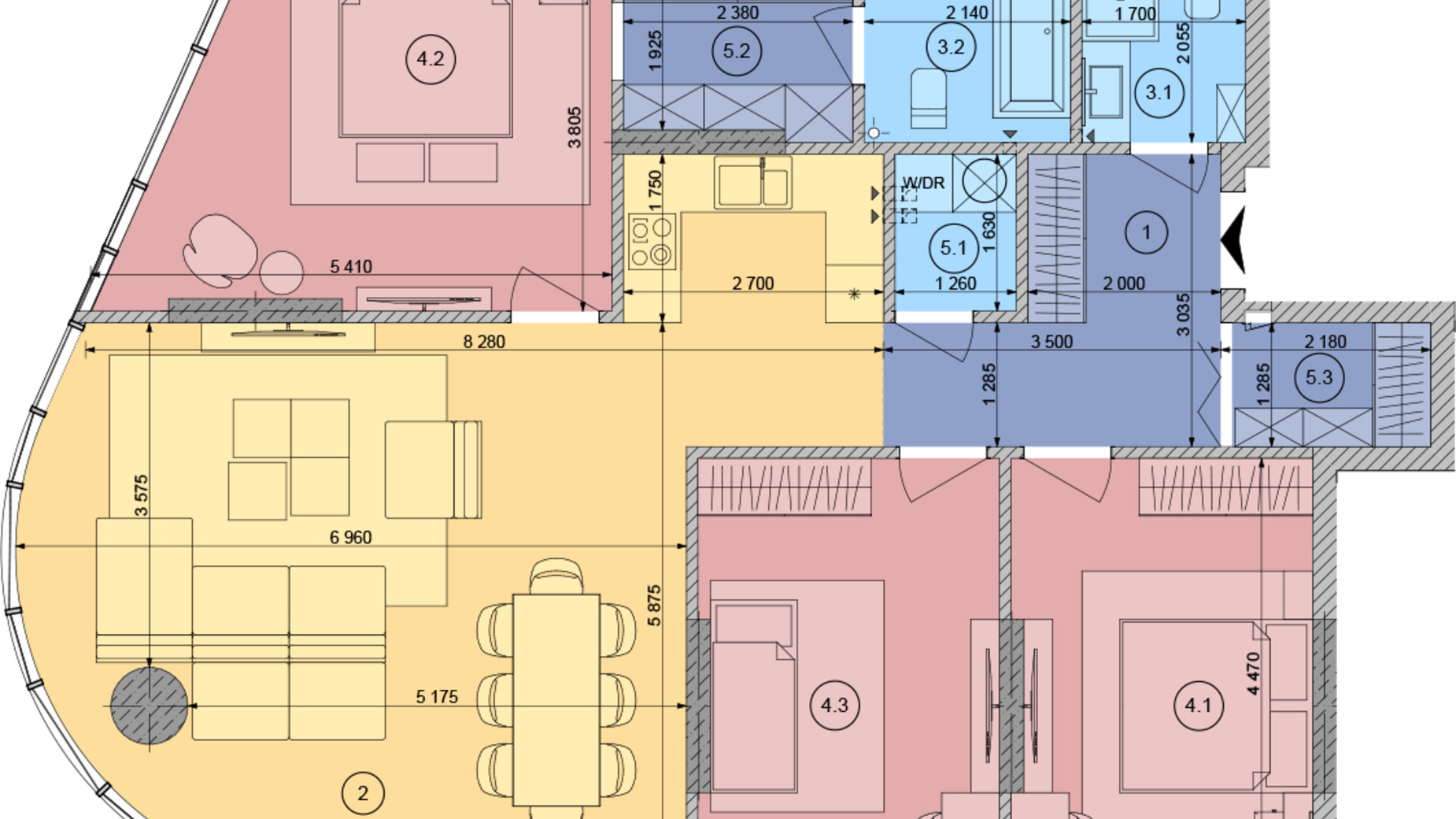 Планування багато­рівневої квартири в ЖК White Lines 114.4 м², фото 306643