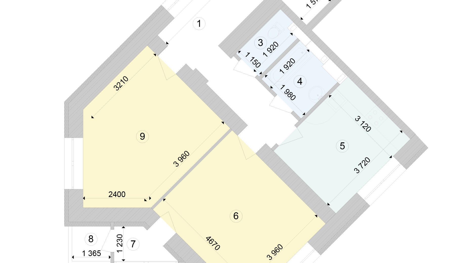 Планировка 2-комнатной квартиры в ЖК Голосеевская Долина 73.49 м², фото 306683