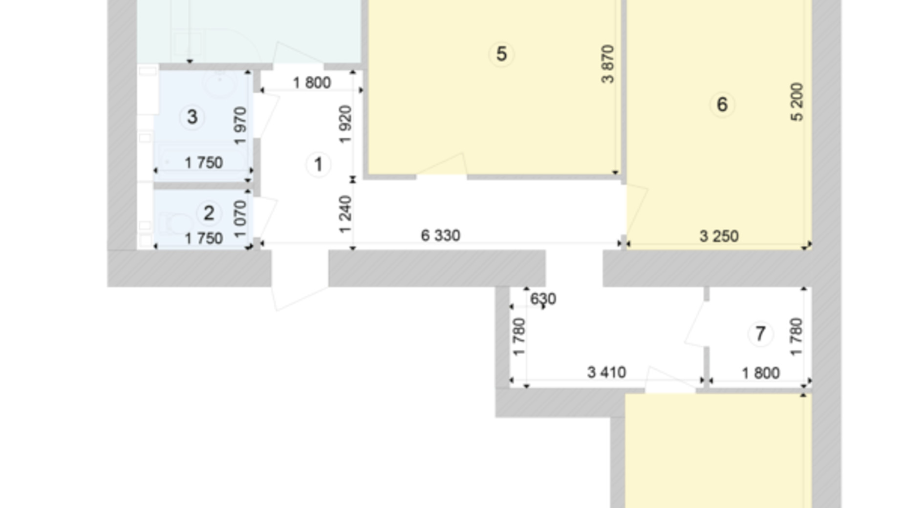 Планировка 3-комнатной квартиры в ЖК Голосеевская Долина 90.74 м², фото 306684