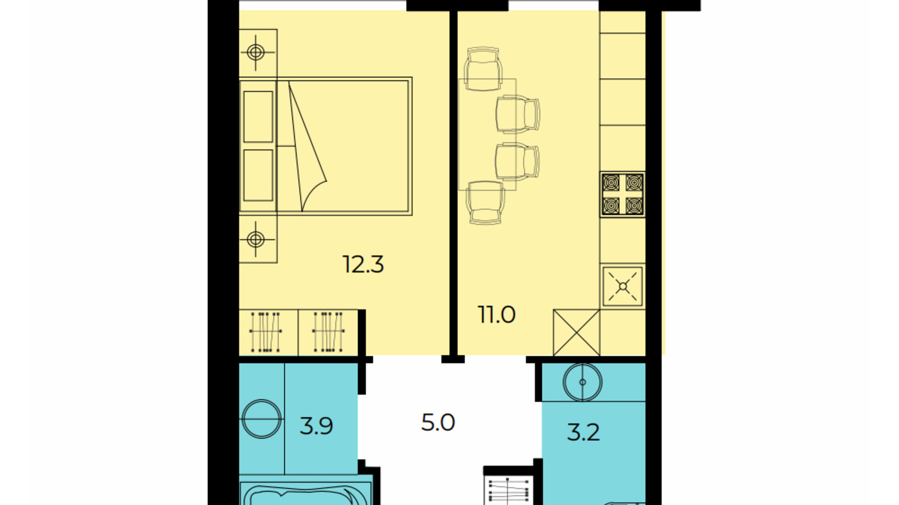 Планування 1-кімнатної квартири в ЖК Мармелад 37.15 м², фото 306929