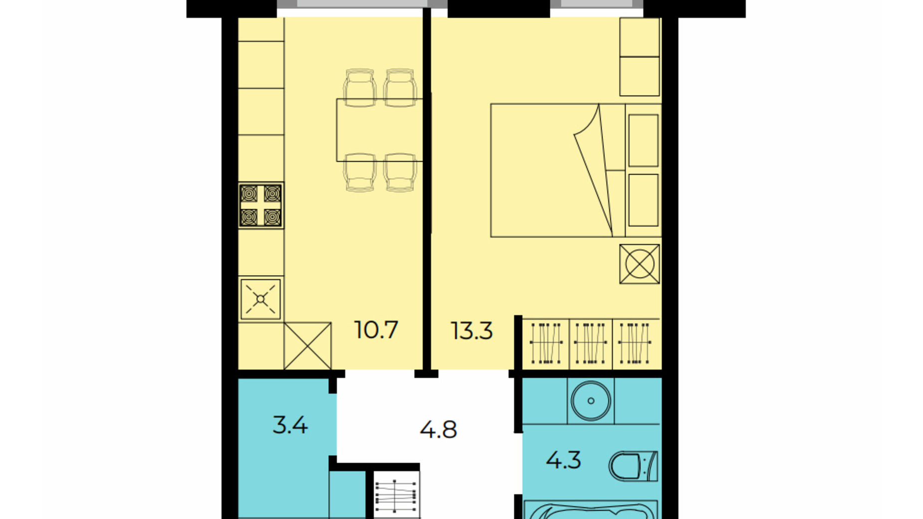 Планировка 1-комнатной квартиры в ЖК Мармелад 38.25 м², фото 306933