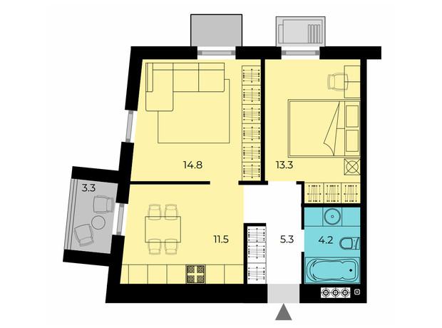 ЖК Мармелад: планування 2-кімнатної квартири 50.85 м²