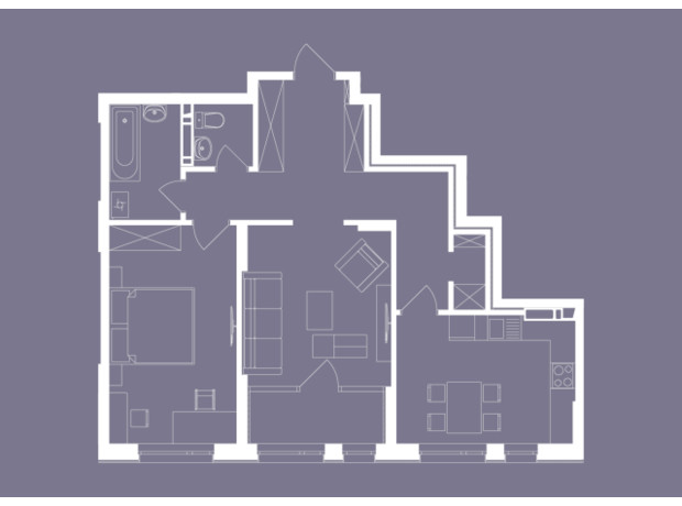 ЖК Svitlo Park: планування 2-кімнатної квартири 66 м²