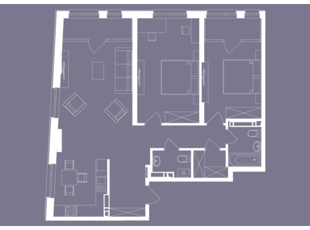 ЖК Svitlo Park: планування 3-кімнатної квартири 86.6 м²