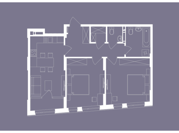 ЖК Svitlo Park: планування 2-кімнатної квартири 67.2 м²