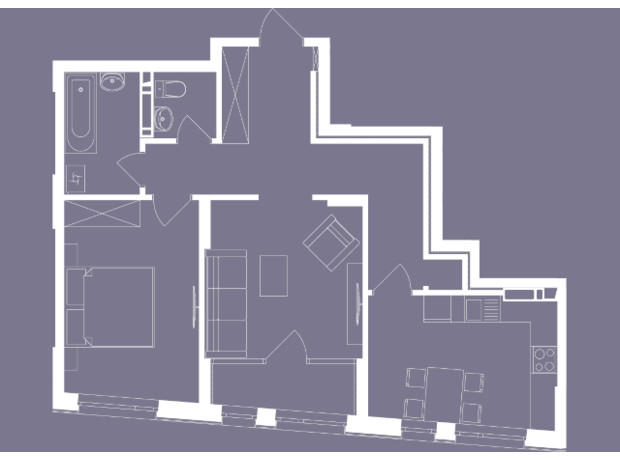 ЖК Svitlo Park: планування 2-кімнатної квартири 60.1 м²