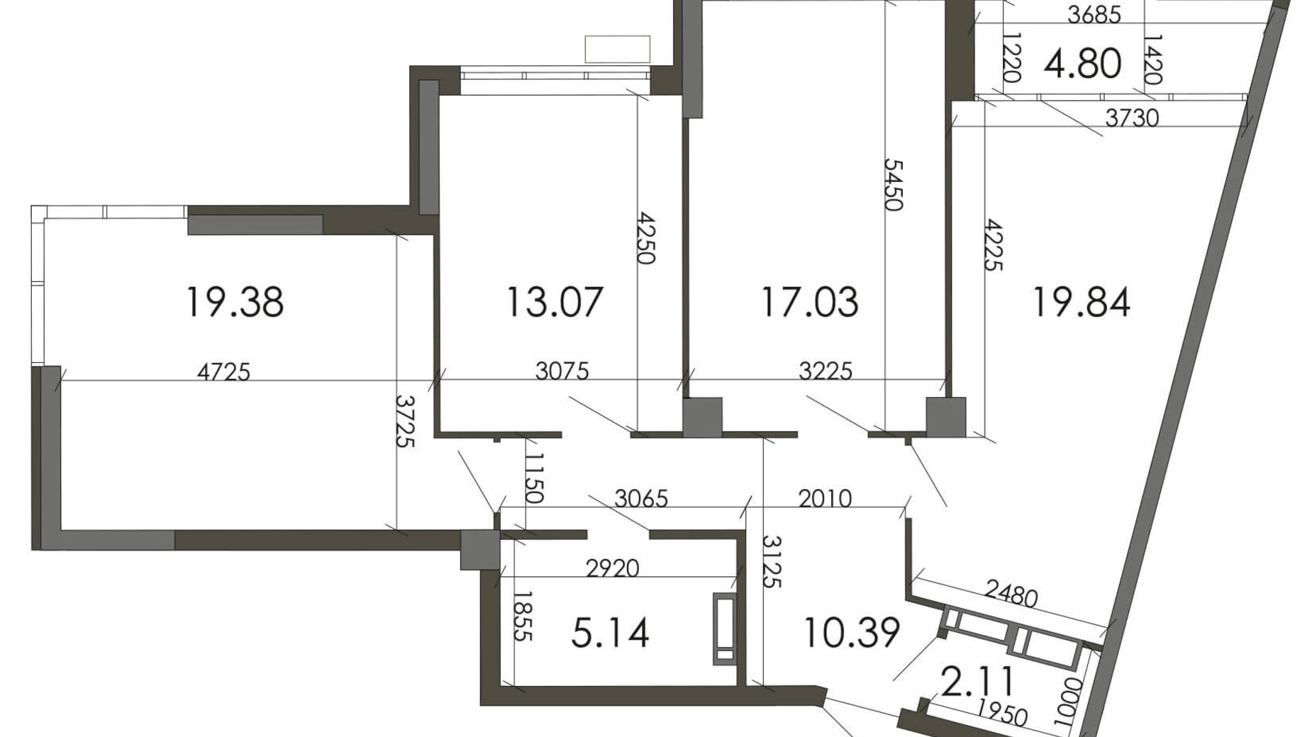 Планировка 3-комнатной квартиры в ЖК Star City 91.76 м², фото 307951