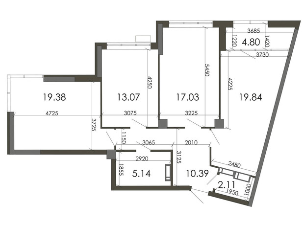 ЖК Star City: планировка 3-комнатной квартиры 91.76 м²