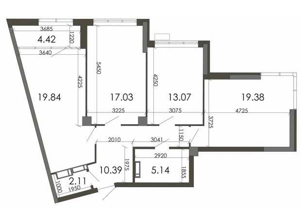 ЖК Star City: планування 3-кімнатної квартири 91.38 м²