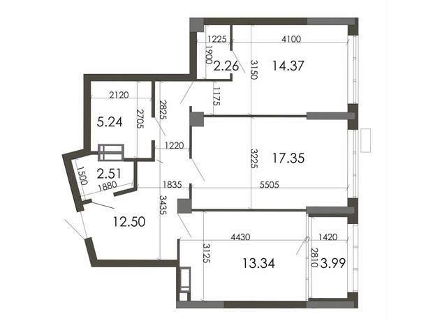 ЖК Star City: планировка 2-комнатной квартиры 71.56 м²