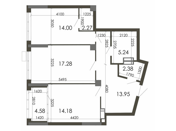 ЖК Star City: планування 2-кімнатної квартири 73.77 м²