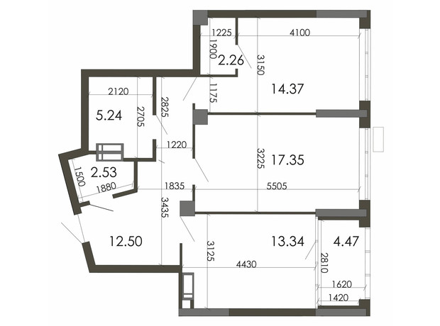 ЖК Star City: планування 2-кімнатної квартири 72.06 м²