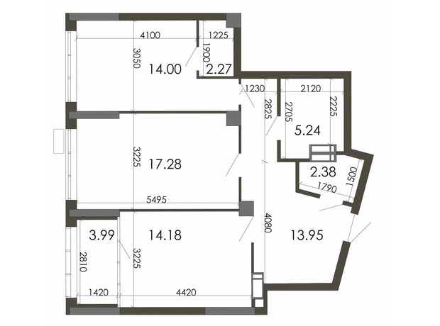 ЖК Star City: планировка 2-комнатной квартиры 73.29 м²