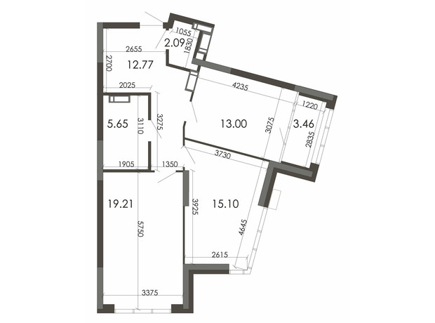 ЖК Star City: планировка 2-комнатной квартиры 71.28 м²