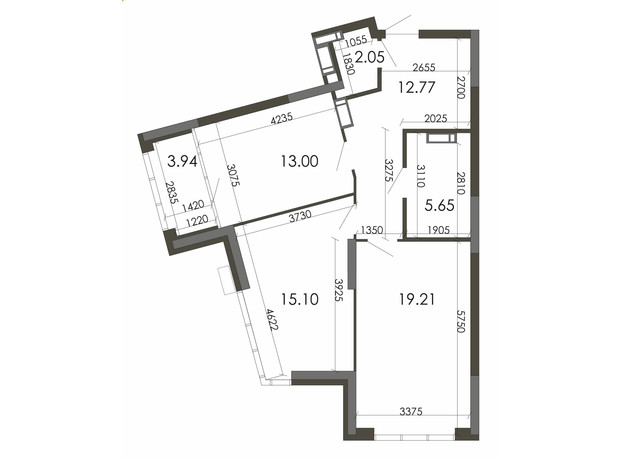 ЖК Star City: планировка 2-комнатной квартиры 71.72 м²