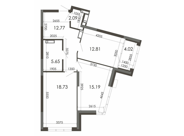 ЖК Star City: планування 2-кімнатної квартири 71.26 м²