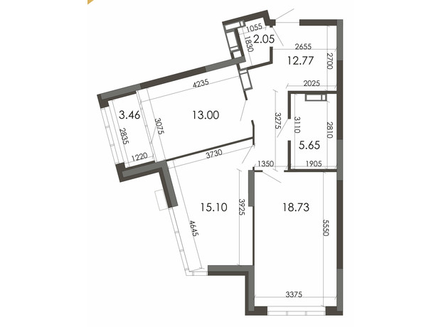 ЖК Star City: планування 2-кімнатної квартири 70.76 м²