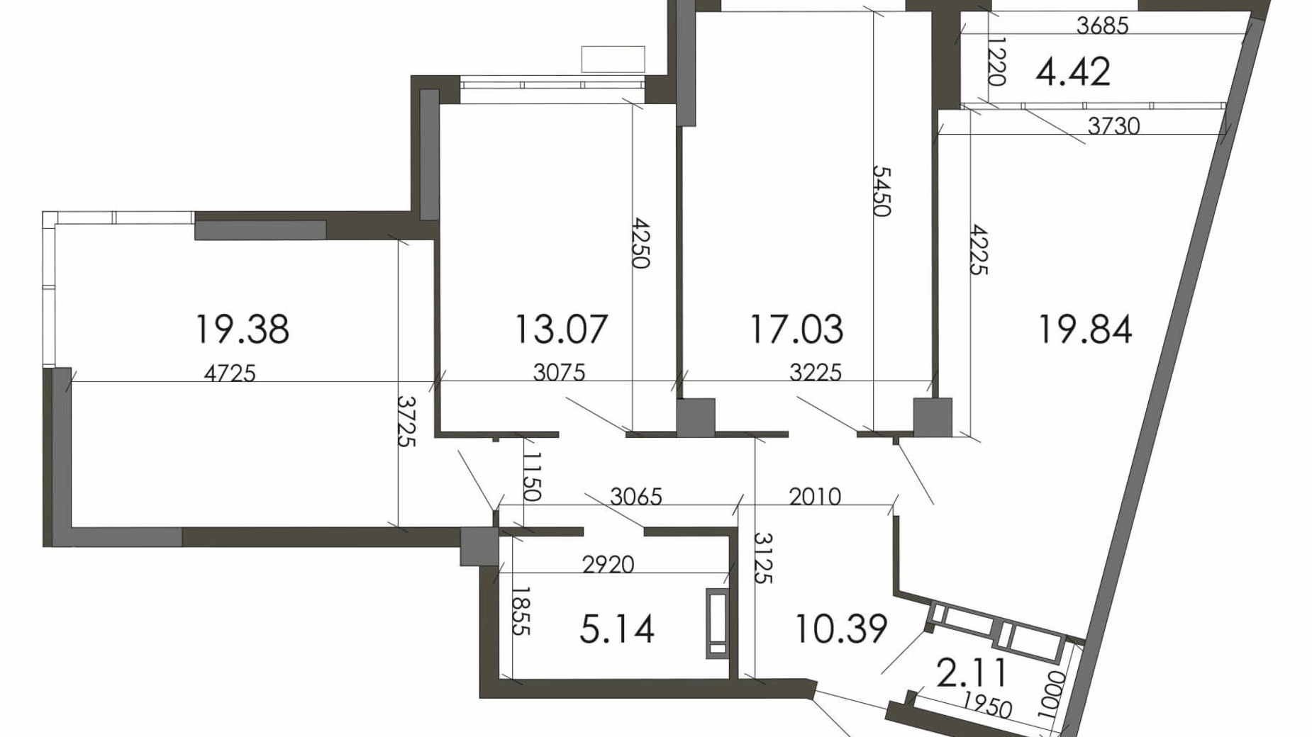 Планировка 3-комнатной квартиры в ЖК Star City 91.38 м², фото 307964