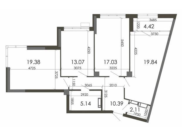 ЖК Star City: планировка 3-комнатной квартиры 91.38 м²