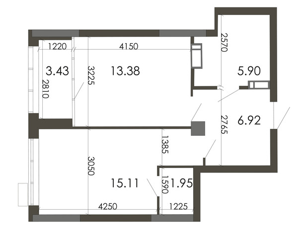 ЖК Star City: планировка 1-комнатной квартиры 46.69 м²