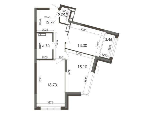 ЖК Star City: планування 2-кімнатної квартири 70.8 м²