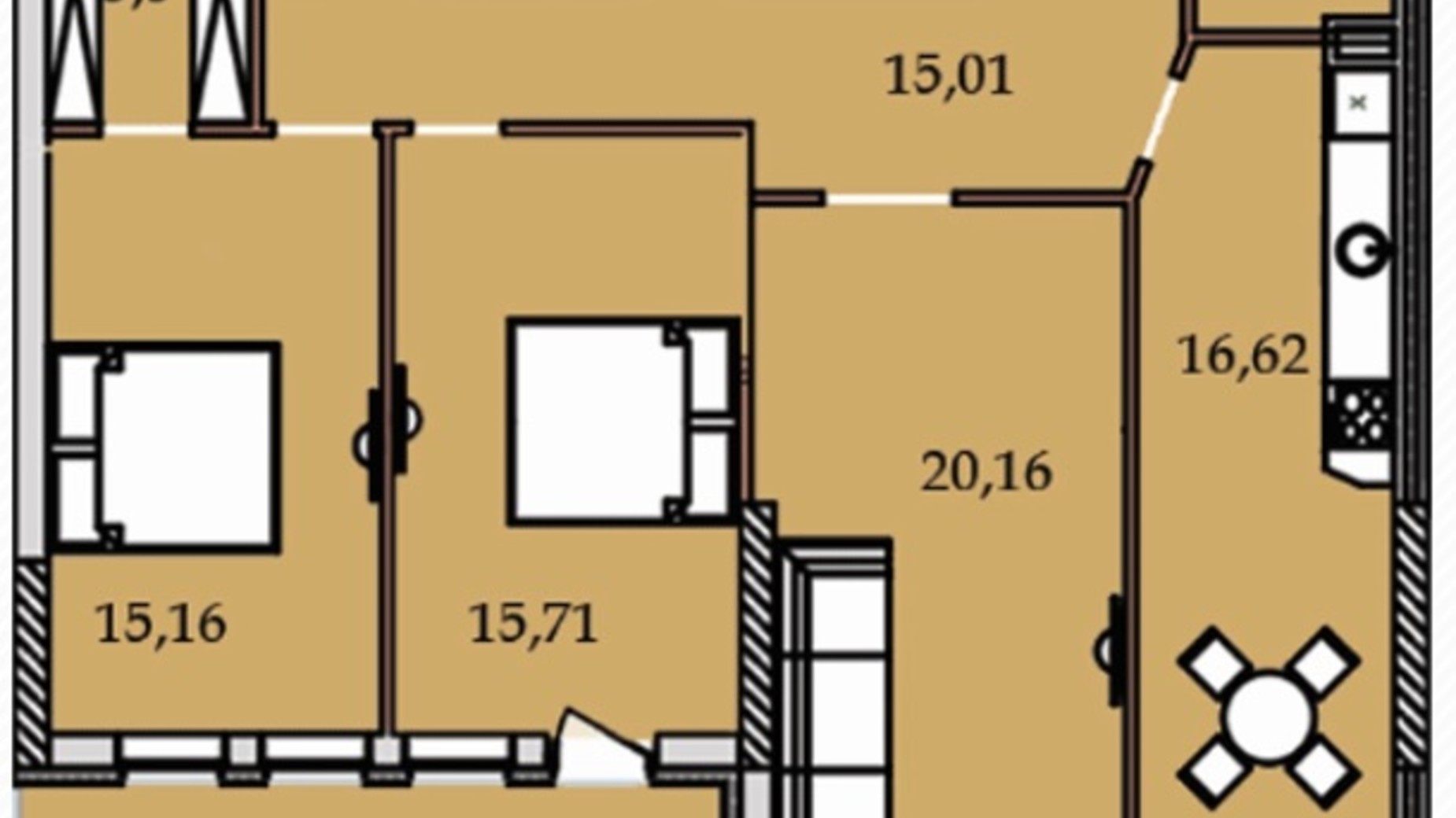 Планировка 3-комнатной квартиры в ЖК Premier Tower 118.37 м², фото 308038