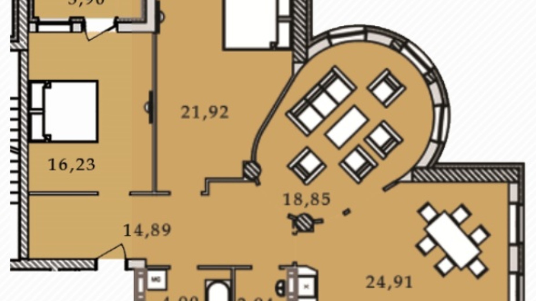 Планування 3-кімнатної квартири в ЖК Premier Tower 110.62 м², фото 308050