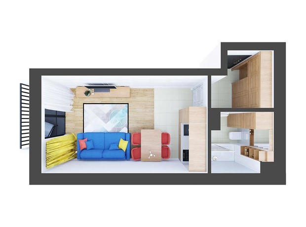 ЖК Scandia: планировка 1-комнатной квартиры 29.12 м²