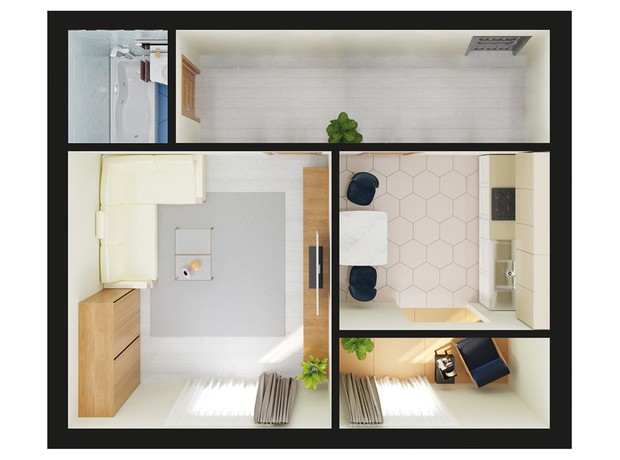 ЖК Scandia: планировка 1-комнатной квартиры 38.34 м²