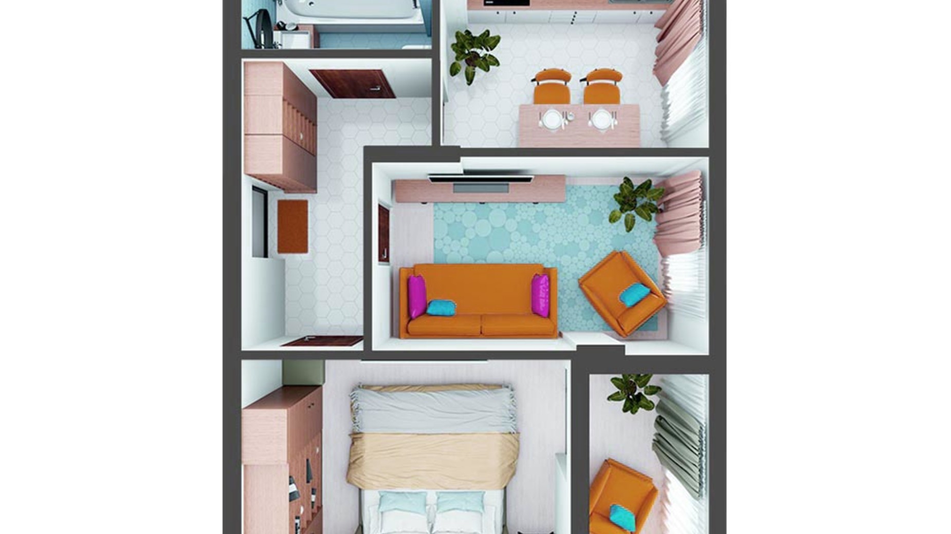 Планировка 2-комнатной квартиры в ЖК Scandia 54 м², фото 309210