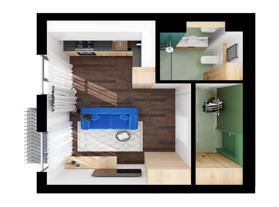 Планировка 1-комнатной квартиры в ЖК Scandia 33.2 м², фото 309211 Планировка 1-комнатной квартиры в ЖК Scandia 33.2 м², фото 309211