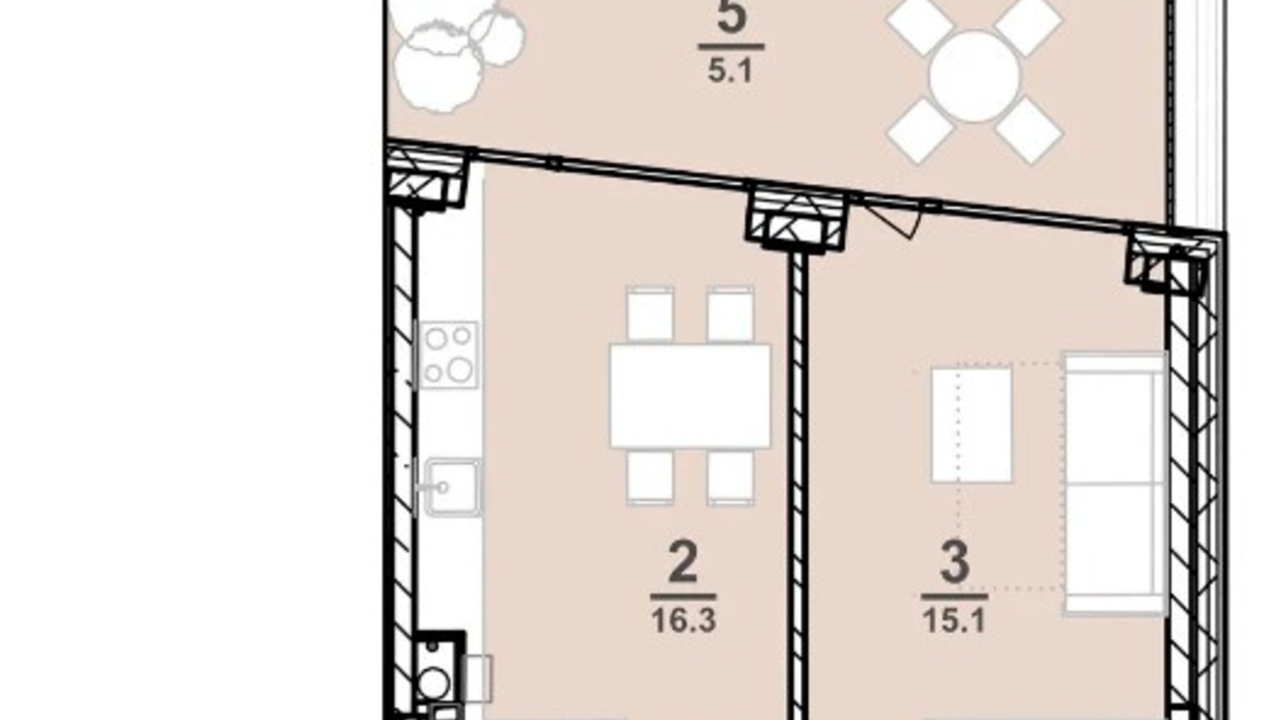 Планування 1-кімнатної квартири в ЖК Amsterdam 48 м², фото 309404