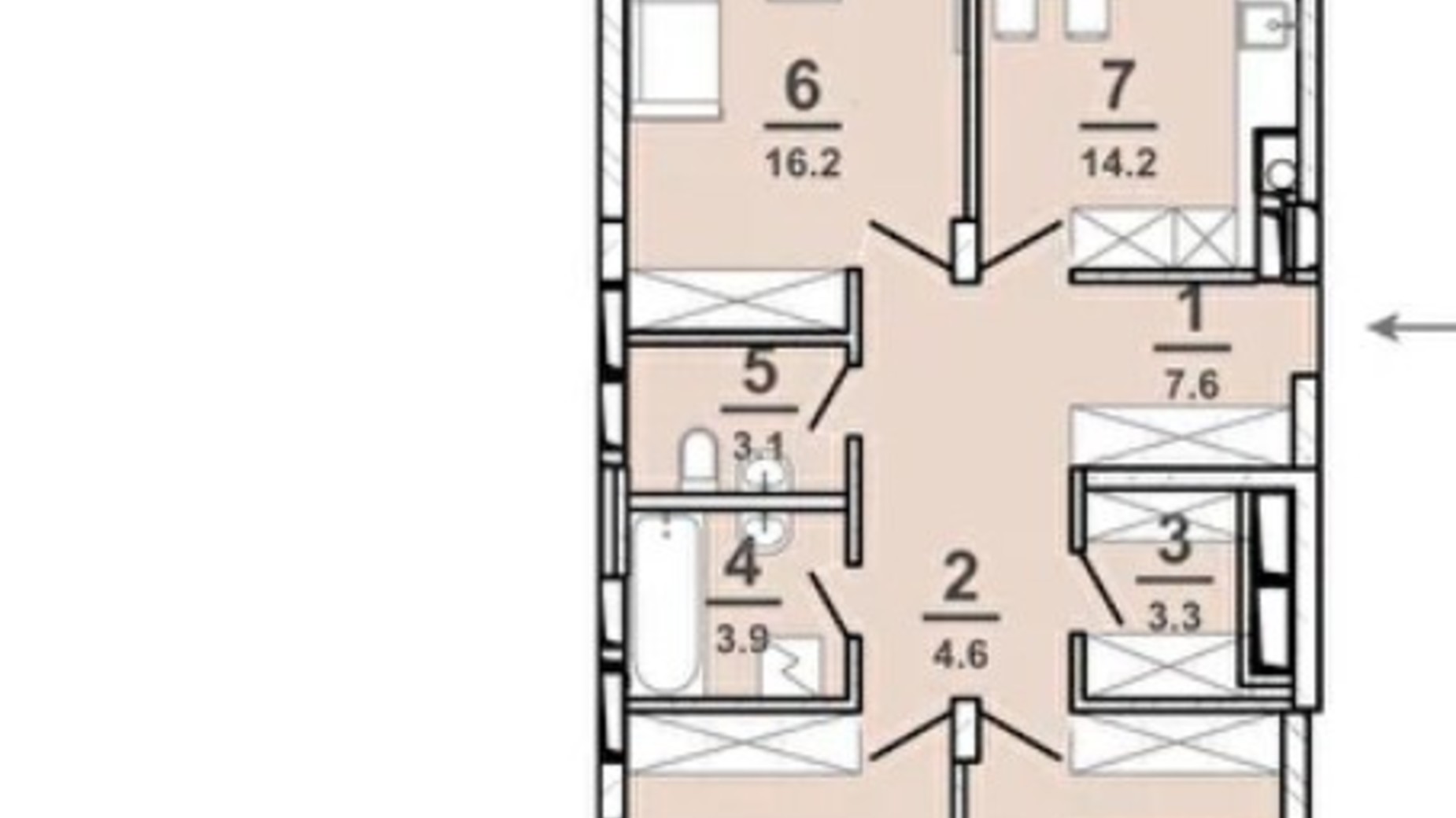 Планировка 3-комнатной квартиры в ЖК Amsterdam 80.5 м², фото 309431