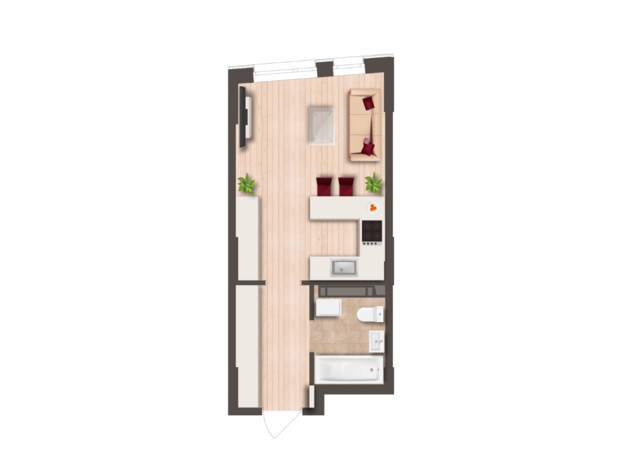 ЖК Svitlo Park: планировка 1-комнатной квартиры 28.2 м²