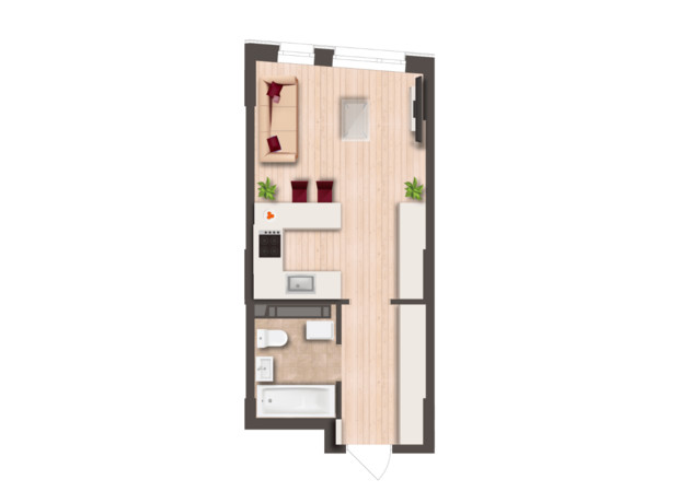 ЖК Svitlo Park: планування 1-кімнатної квартири 28.2 м²