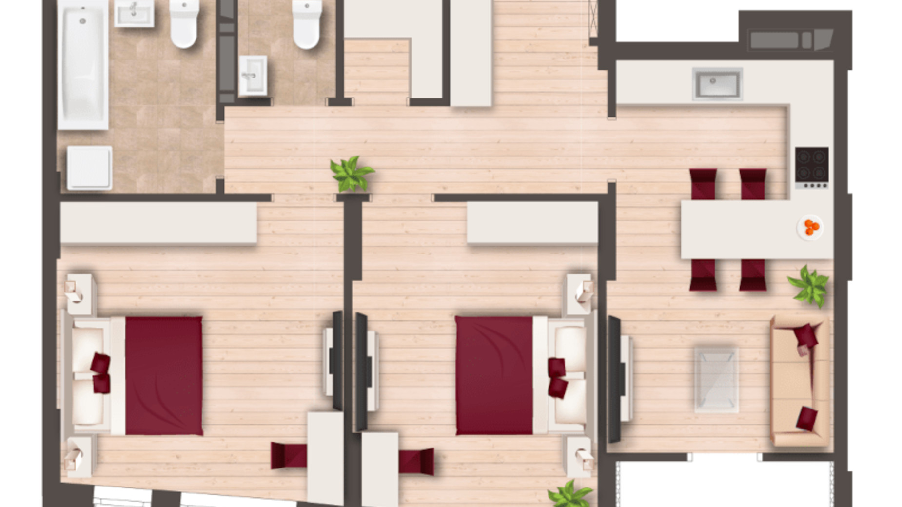 Планування 2-кімнатної квартири в ЖК Svitlo Park 67.2 м², фото 309594