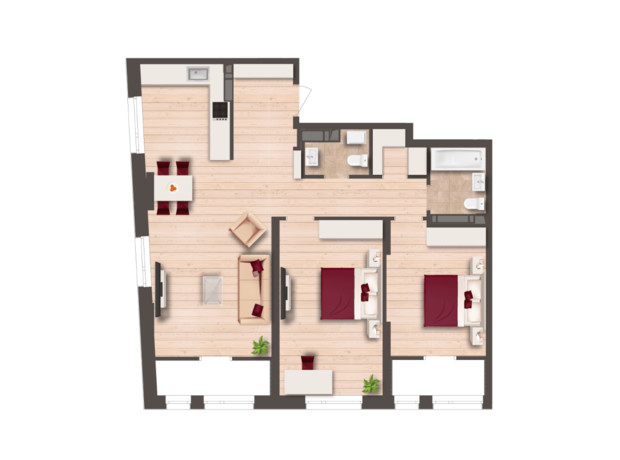 ЖК Svitlo Park: планування 3-кімнатної квартири 86 м²