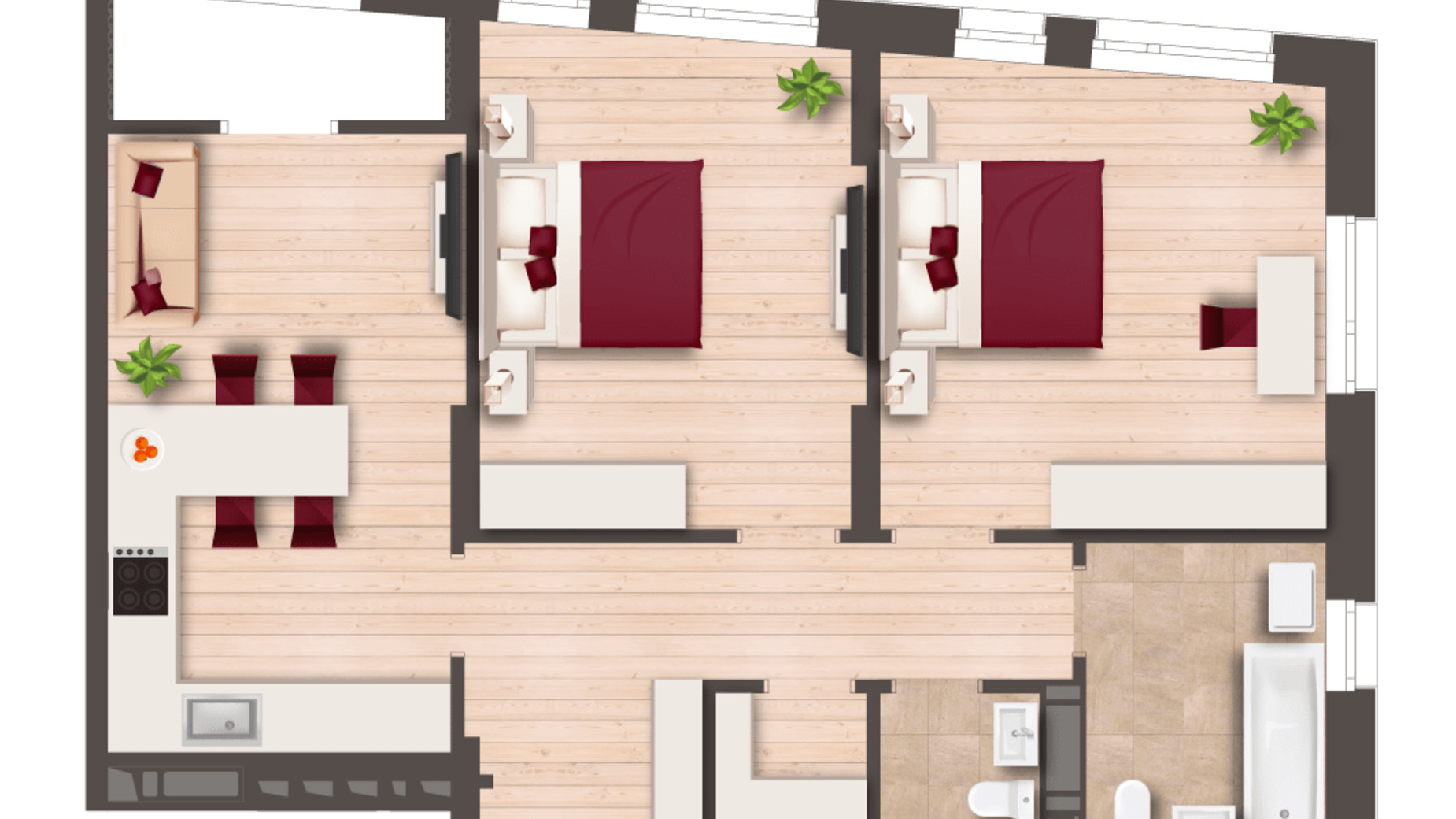 Планировка 2-комнатной квартиры в ЖК Svitlo Park 66.8 м², фото 309625