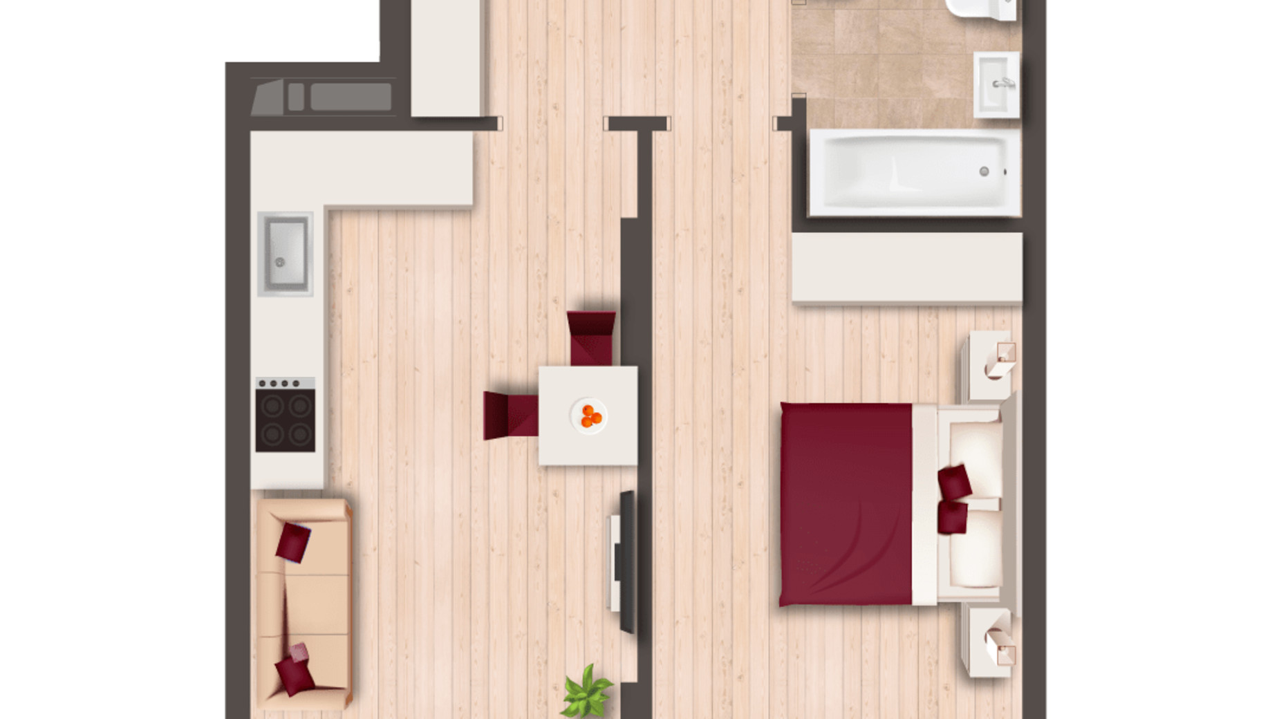 Планування 1-кімнатної квартири в ЖК Svitlo Park 43.3 м², фото 309630