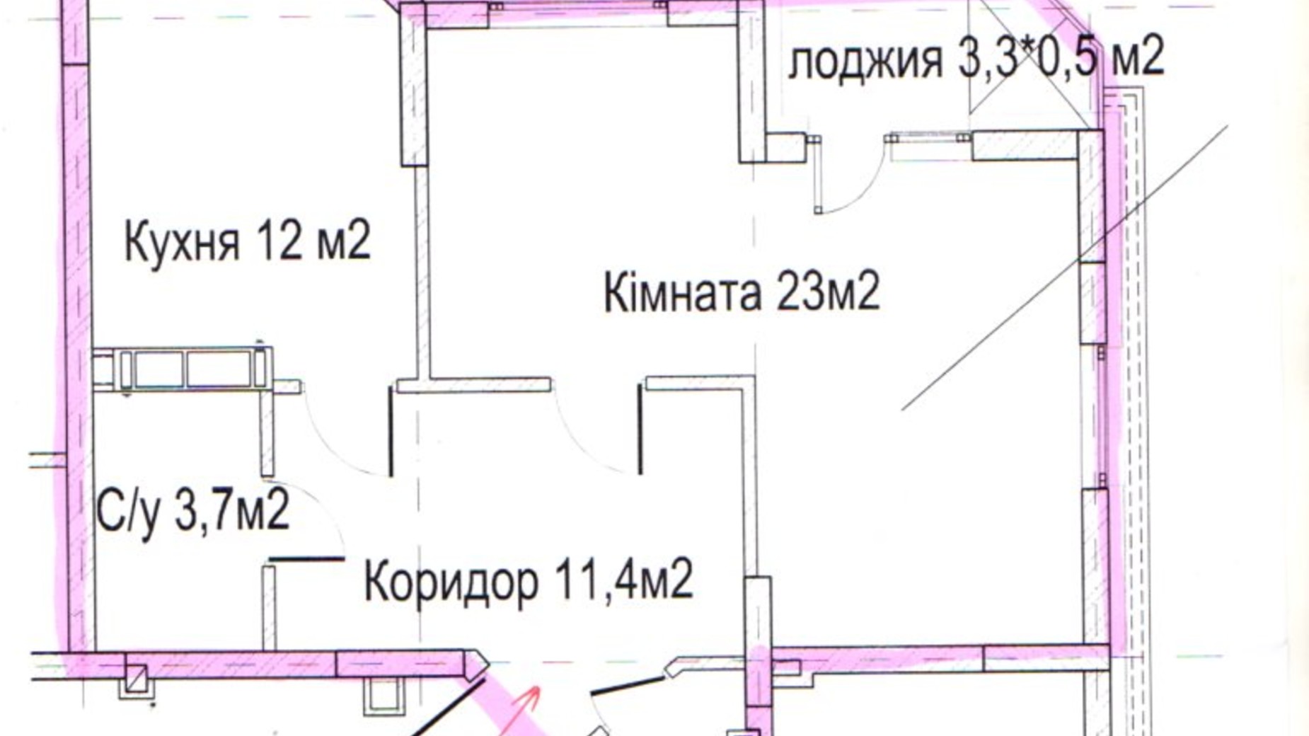 Планировка 2-комнатной квартиры в ЖК Велесгард 53.95 м², фото 309637