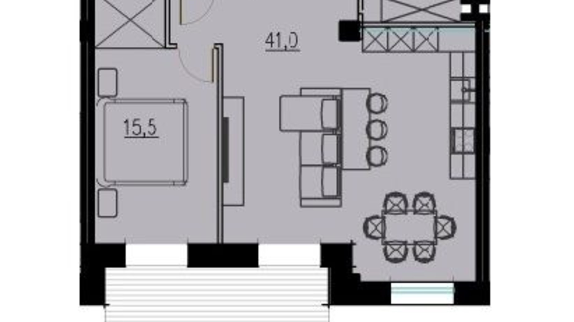 Планировка 1-комнатной квартиры в КД LOFT EGOIST 77.5 м², фото 310070
